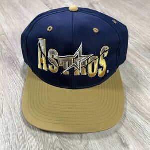 VTG Houston Astros Snapback Hat Wave MLB Baseball Blue Gold The G Cap